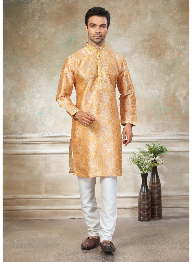 OUTLUK Yellow Silk Kurta for Men - Image 1